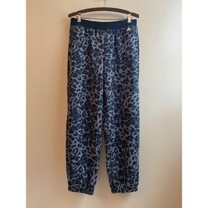 Adidas Women’s Black Gray High Rise Leopard Animal Print Jogger Sweatpants Sz M